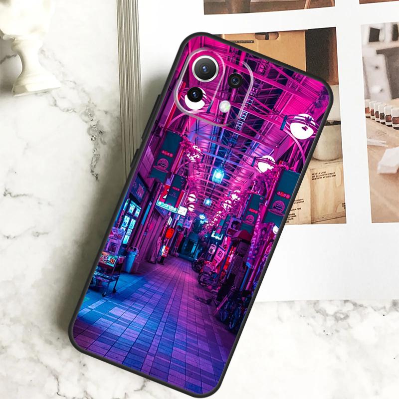 Japanese Night City Aesthetic Case For POCO M6 Pro F3 F5 M5s X3 X5 X6 Pro Xiaomi 14 13 Ultra 11T 12T 13T Pro 12 Lite Cover