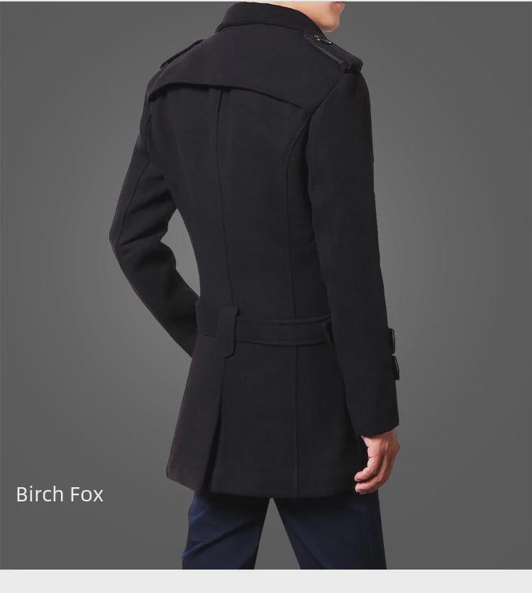2024 Autumn/Winter Men's Slim Double-Breasted Wool Trench Coat - Trendy Korean Style