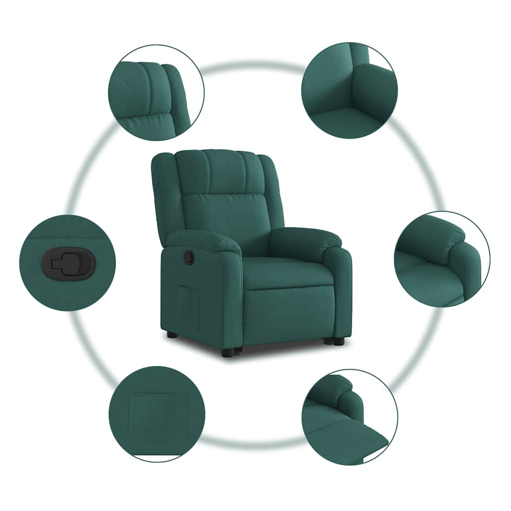 Recliner with Rising Aid Dark Green Fabric