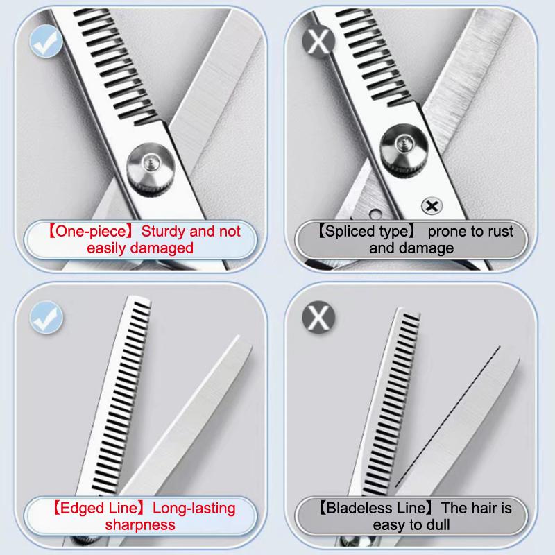 Professionelles Edelstahl Friseurscheren Set Flachzahn Ausdünnen Schneiden Gebogene Schere Haarschneideschere