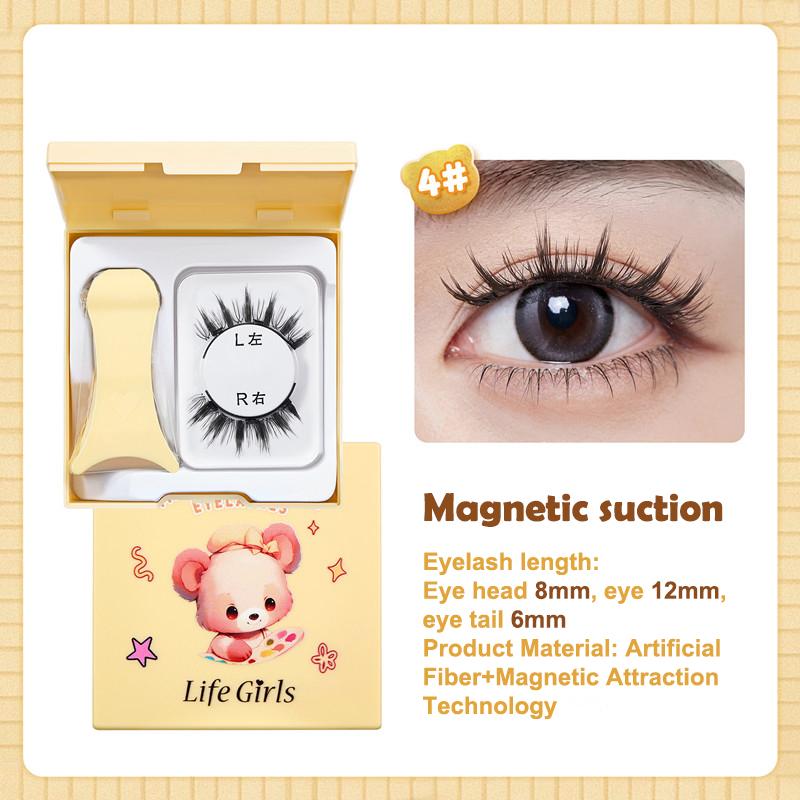 Magnetic Eyelashes Set 1 Pair Reusable No Glue Needed False Eyelashes With Magnetic Tweezers Curly Faux Lashes Makeup Tool