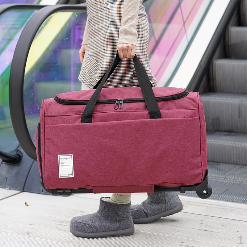 

Duffel Bag Foldable Carry on Oxford Cloth Camping Shoes Compartment Large Capacity for Men Women красный