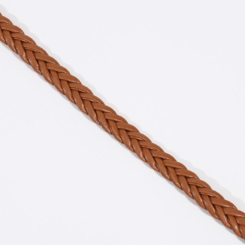 Women's Skinny Braided Leather Belts Vintage Thin Woven Waist Belts for Jeans Pants Dresses with Pin Buckle
