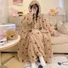 Women's Thick Flannel Hooded Robe & Pants Set