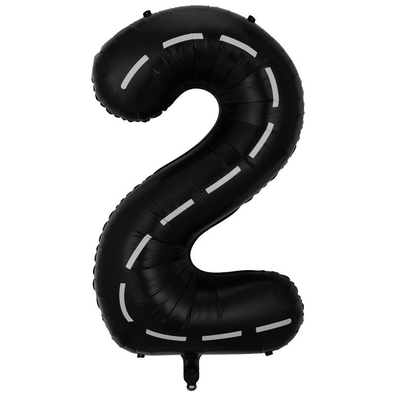 40 Inch Large Black Digital Aluminum Film Balloon Black And White Striped Racing Theme Birthday Party Decorative Balloon