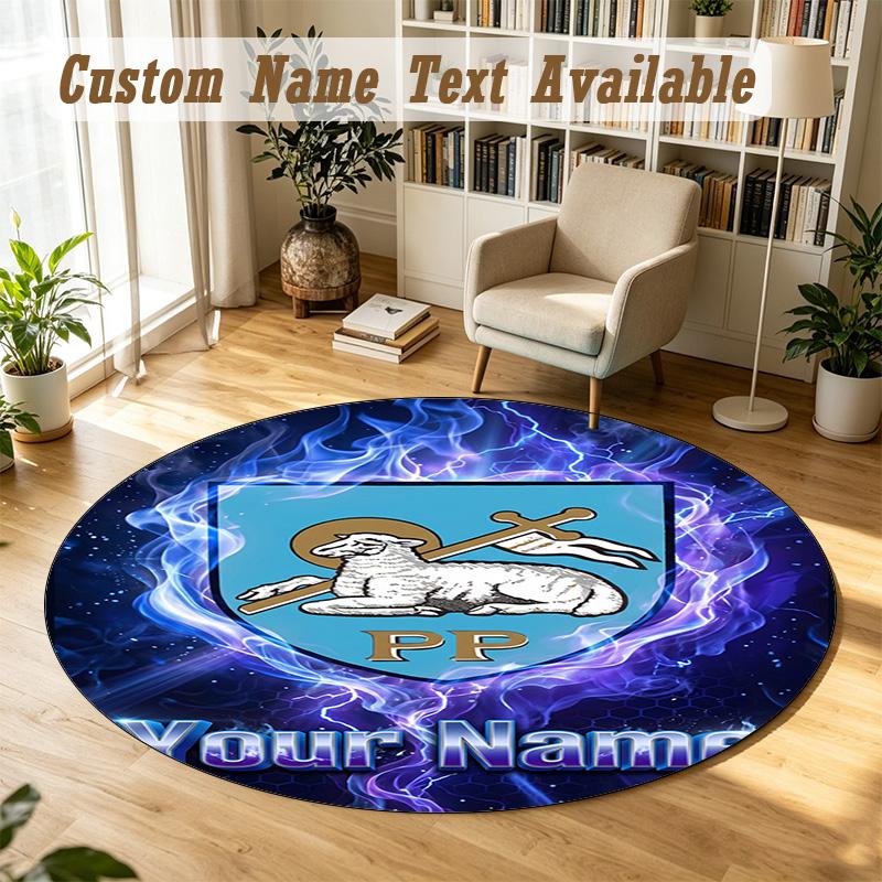 Round Rug Custom NamePreston North End Pattern Non Slip Carpet Home Floor Decor