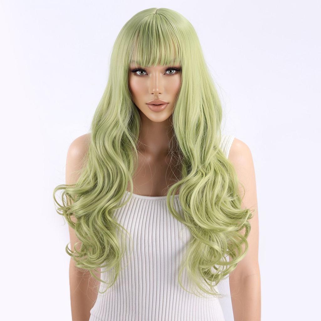 Fashionable Anime-Style Colored Wig: Women's Green Harajuku-Style Cosplay Wig
