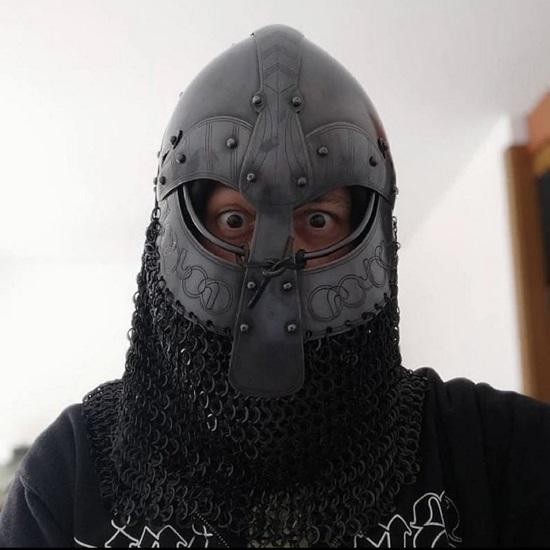 Medieval Viking Warrior Helmet Battle Ready Norman Helmet Hand Forged Steel Helmet  with Chainmail Nose