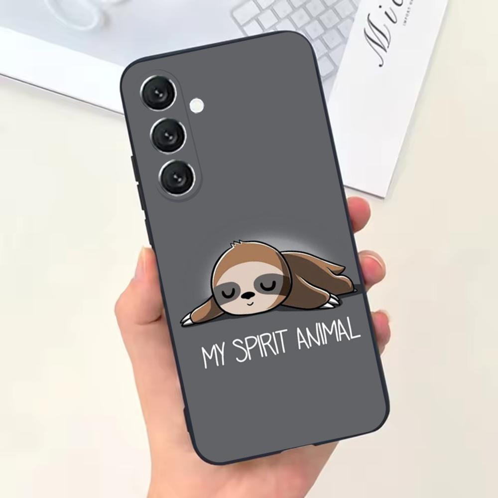 Cute Animal Sloth Phone Case For Samsung Galaxy A13,A21s,A22,A31,A32,A52,A53,A71,A80,Soft Black Shell