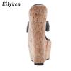 Eilyken Sexy Super 18CM High Heels Platform Wedges Pinch Slippers Women Sandals Mules Shoes Size 35-42