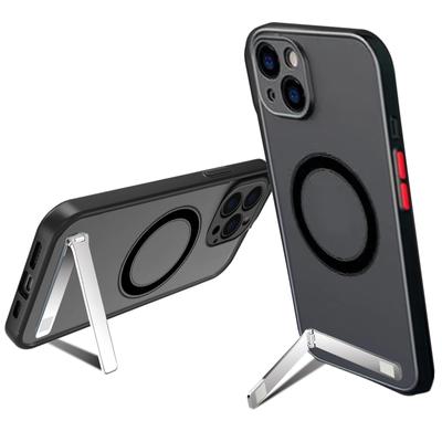 Translucent Magnetic Mobile Phone Case with Metal Kickstand for  iPhone 15 14 Pro Max Plus 13 12 11 Slim Cases Shockproof Cover