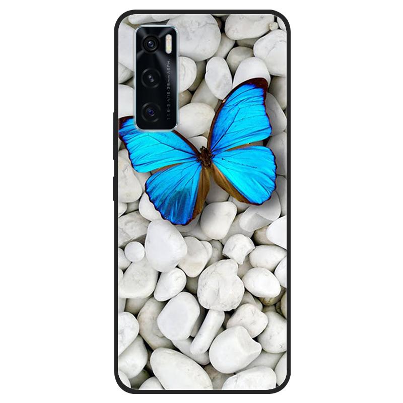 For Vivo V20 SE Case V20SE Silicone Cat Painted Soft Black Cover for VivoV20 V20SE V2022 V2023 Cover TPU Coque Protective Capa