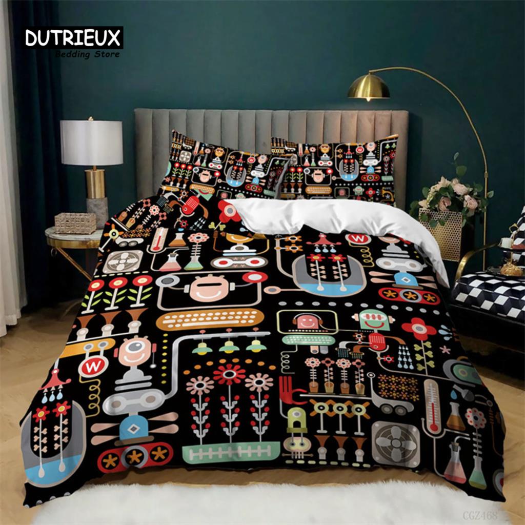 Math Equation Duvet Cover Set King Size Mathematics Formula Pattern Bedding Set For Boys Girls Polyester Educational Quilt Cover