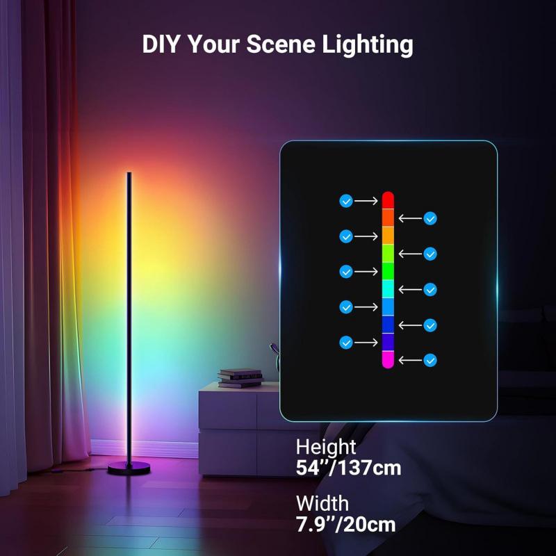 

NF04 LED Corner Floor Lamp, 1000lm RGBW, Google Assistant Compatible