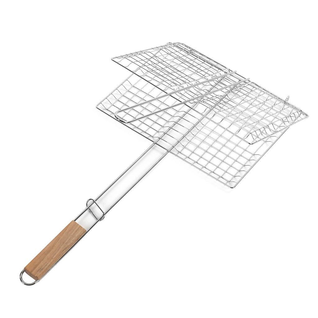 BBQ Grill Basket Chrome Plated Steel Rustproof Multipurpose Fish Grill Basket for Outdoor