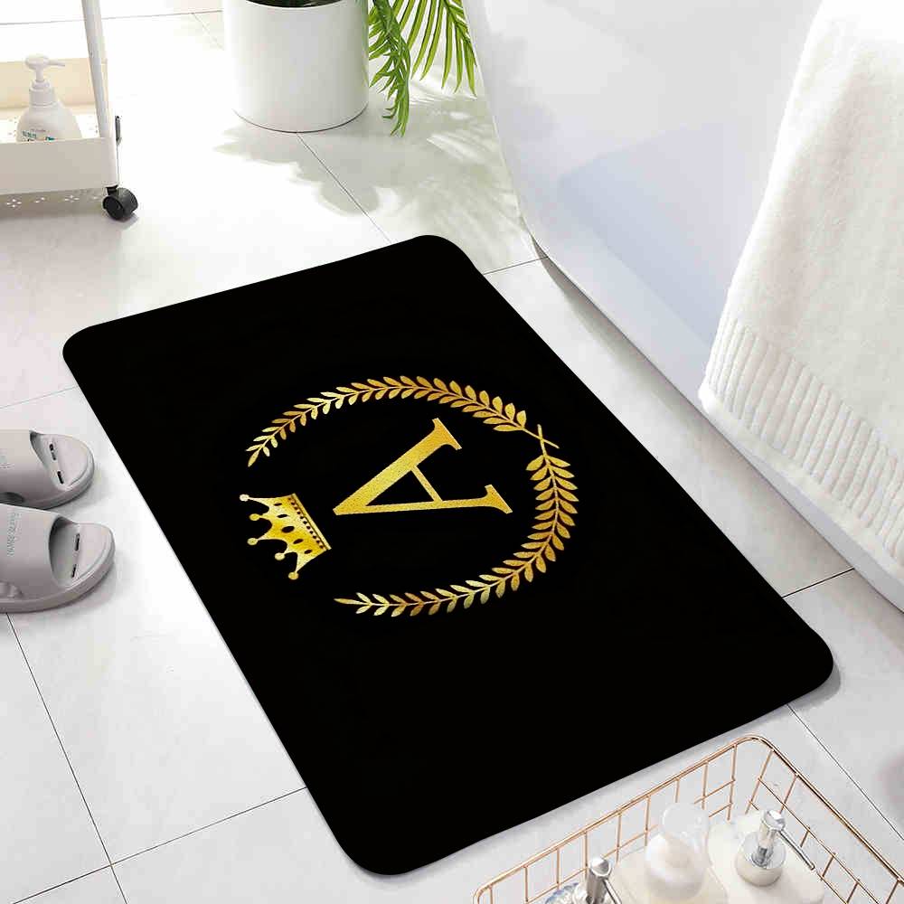 Black Golden Crown Letter Floor Mats Home Laundry Rug Carpet For Living Room Decor Lounge Area Anti-slip Entrance Doormat