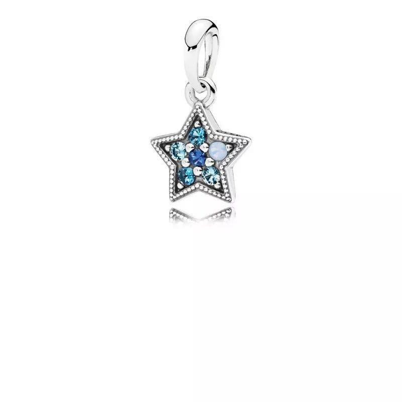 S925 White Copper Blue Series DIY Pendant Star Snowflake Accessories Beaded Bracelet