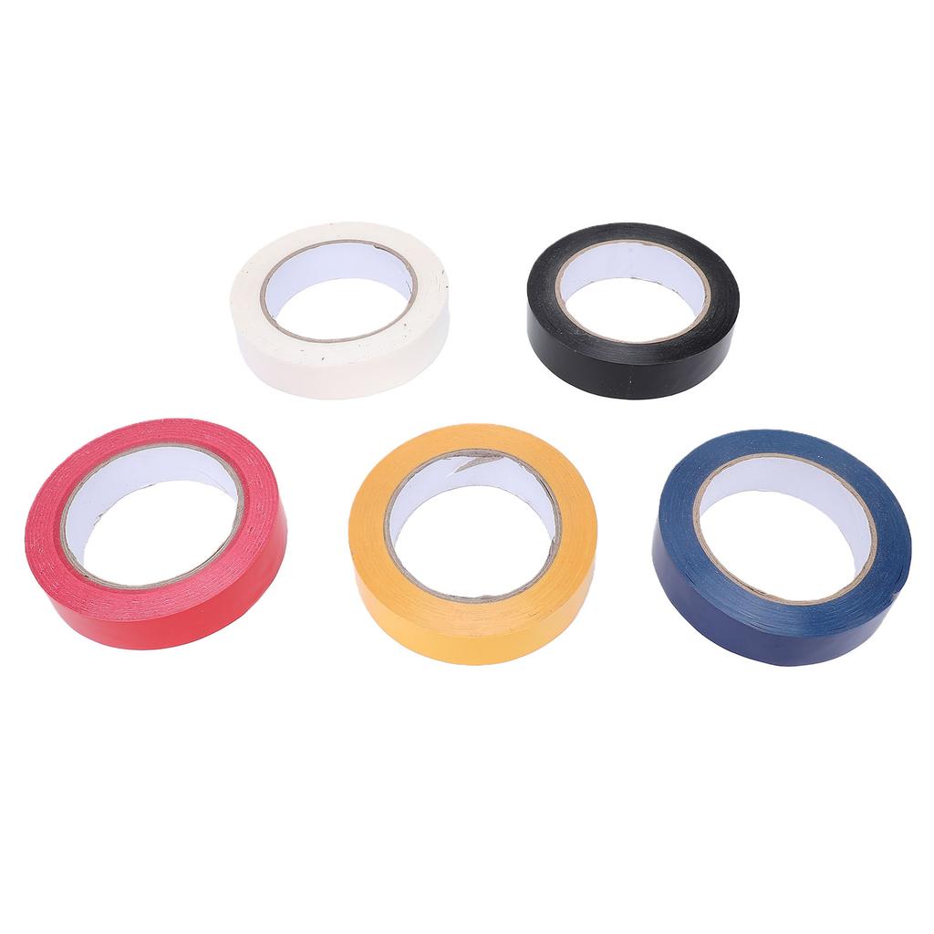 5pcs Floor Marking Tapes Yellow Red Blue Black White 1 Inch Width Vinyl Floor Tapes for Outdoor Sports Field Social