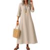 Dress For Women Long Boho Beach Dress Elegant Maxi Dress V-Neck 3/4 Sleeve Dress