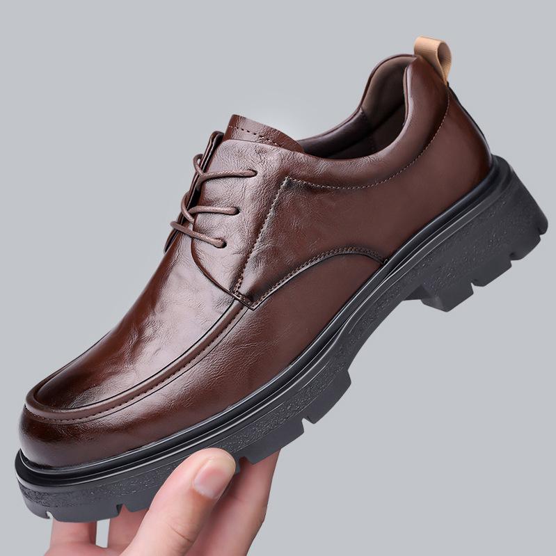 Men's 2025 Autumn Versatile Leather Derby Shoes - Formal & Casual Thick Sole Wedding Shoes