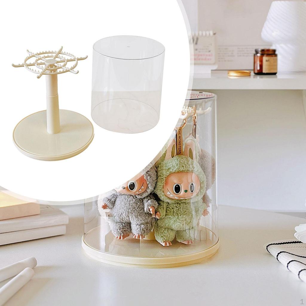 Rotating Figure Display Case Doll Stand Transparent Box for Mini Toy Anime
