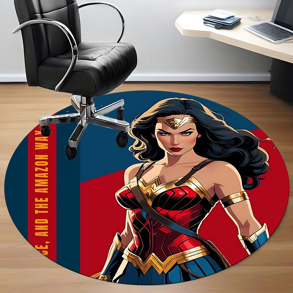 1pc Wonder Woman Office Round Area Rug, Under Office Chairs Bedroom Living Room Home Decor, Room Deco, Available in Various Sizes