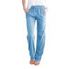 Women Wide Leg Trousers Loose Drawstring Casual Pants Solid Colour Cotton Linen Spring Summer