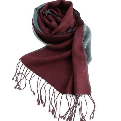 Autumn and Winter Two-color Business Men's Wool Scarf, Long Tassel Korean Version of Warm Cashmere Scarf