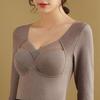 Women's Velvet Underwear with Chest Pad Autumn Winter Base Shirt Long Sleeve Thermal Underwear