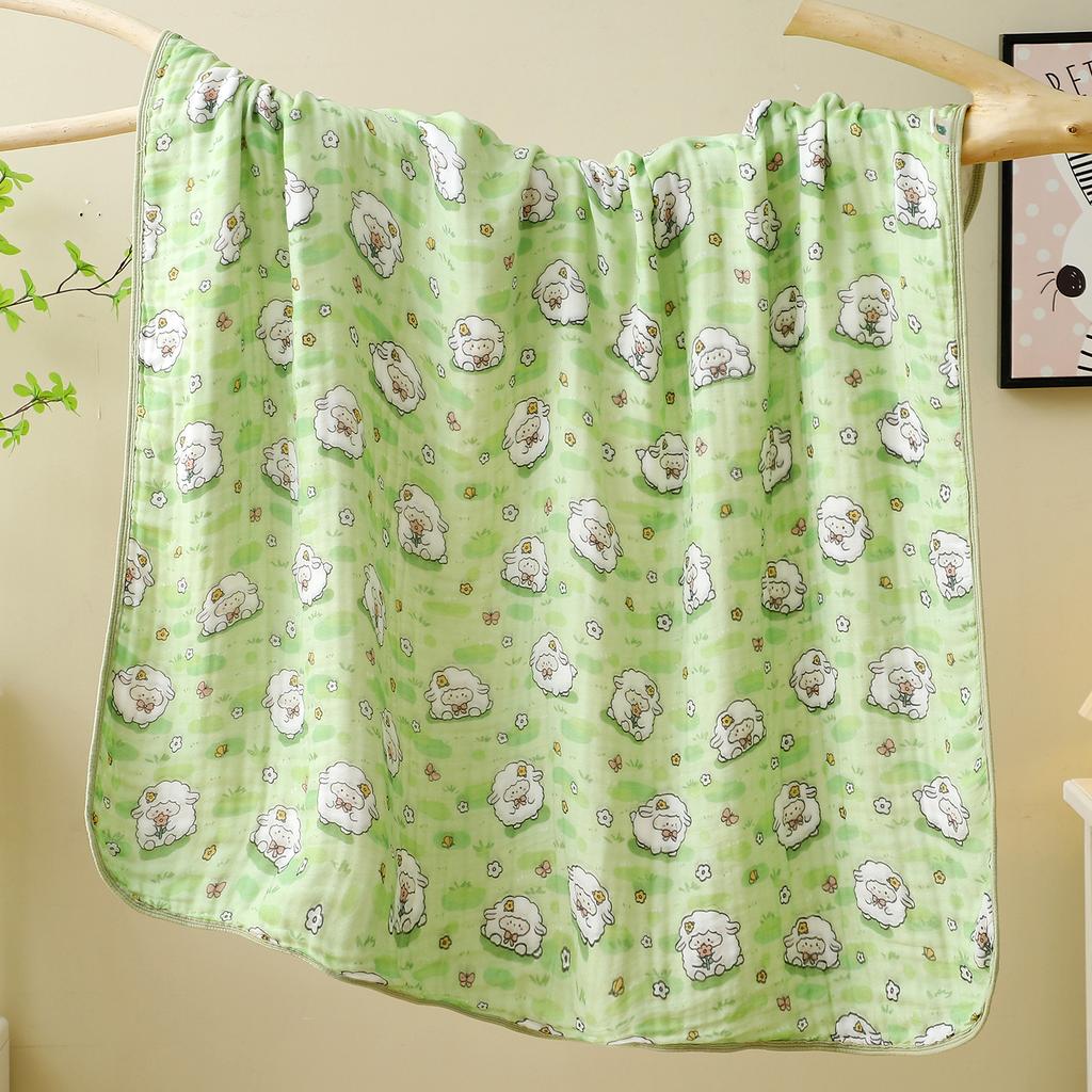Baby Gauze Bath Towel Neonatal Class A Six-Layer Cartoon Printing Bag Quilt 110 * 110 Water-Absorbing Children'S Blanket