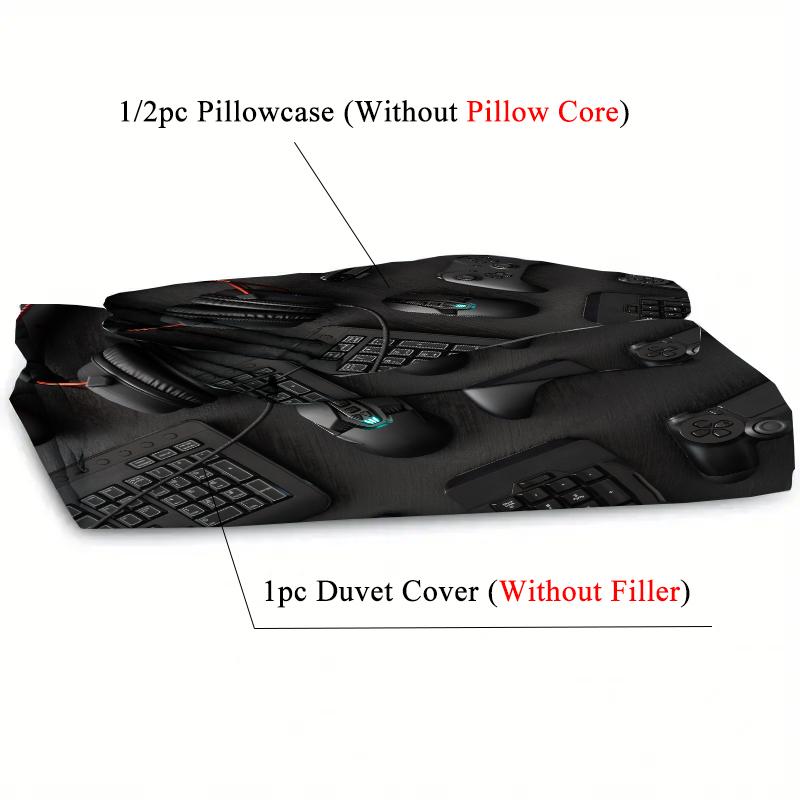 Modern Gamepad 3D Print Duvet Cover Set Youth Video Game Controller Mouse Keyboard Headphone Gaming Bedding Set For Bedroom Dorm