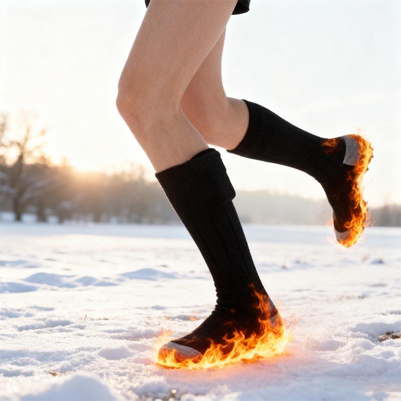 Winter Outdoor Heated Socks Men Women - with Battery Box, Electric Heating Foot Warmer, Thermal Fever Socks Suitable for Hiking