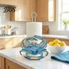 Nautical Kitchen Accessories Ocean Style Vertical Paper Towel Holder, Solid Wood Roll Stand with Holder Seahorse Crab Sailboat Shell Design,