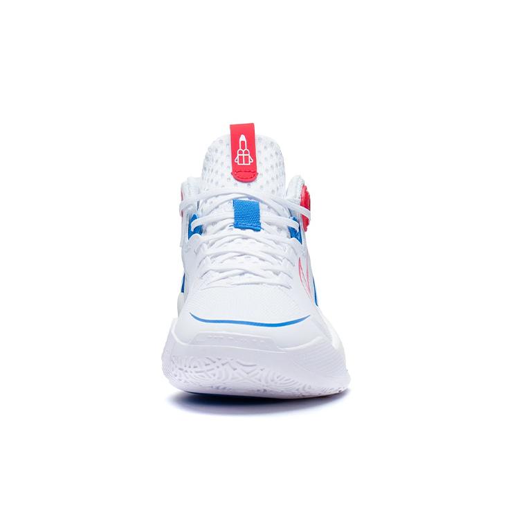 Li Ning Sonic 10 Youth Edition Abrasion Resistant Breathable Mid Top Children's Basketball Shoes White Blue ABPS013-4