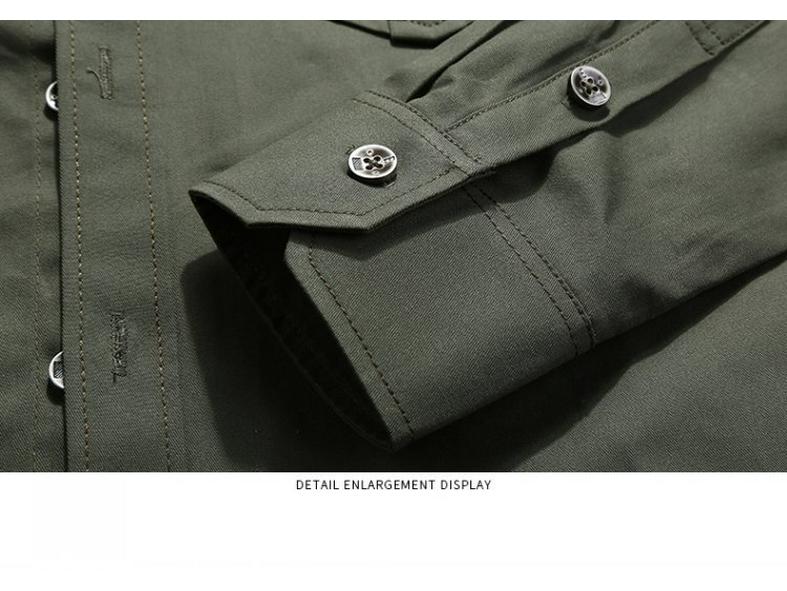 Men's Military-Style Business Casual Long Sleeve Shirt for Spring & Autumn Teens