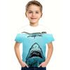 Summer Boys Clothes Breathable Elastic Comfortable Children's T-Shirt Cartoon Shark Casual Cool Summer O-Neck T-Shirt for Boys