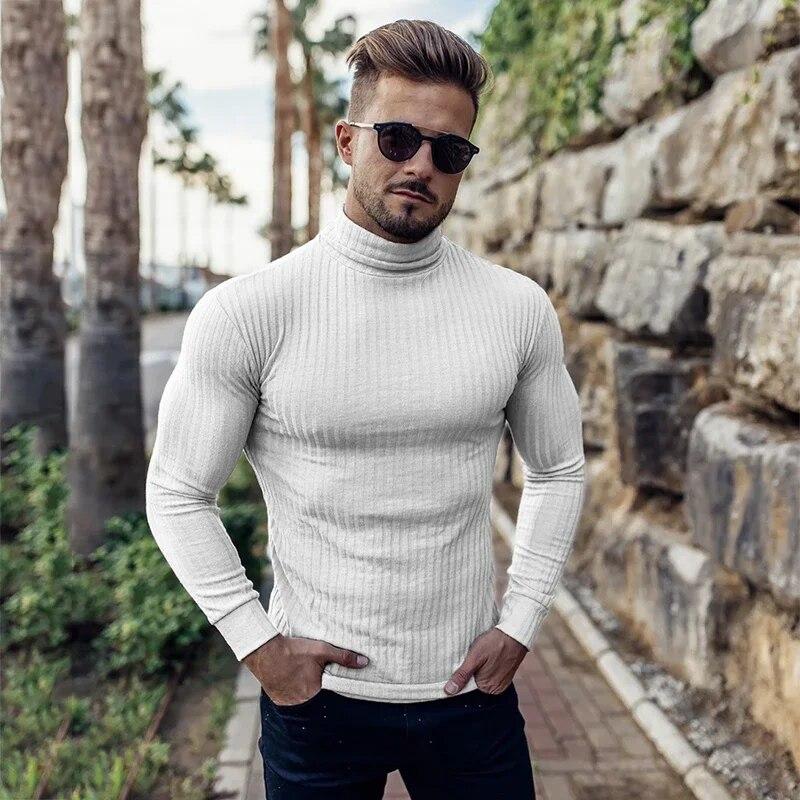 Herbst Winter Rollkragen männer Dünne Pullover Lässig Feste Warme Slim Fit Pullover Männer Pullover Bodenbildung Shirt