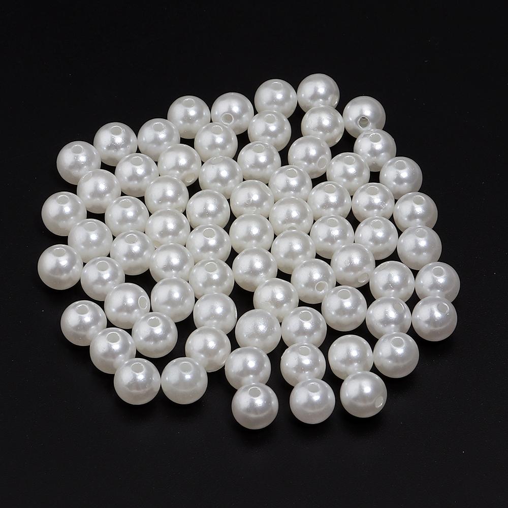 10-1000pcs Beige ABS Imitation Pearl Beads Multisize Round Loose Beads With Hole For Jewelry Making DIY Bracelets Accessories
