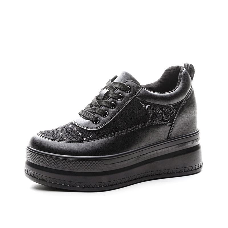Zapatillas de Plataforma de Moda Primavera Verano para Mujer Zapatos de Malla Marca Zapatillas para Mujer que Aumentan la Altura 9cm Transpirables Cómodas Zapatos Casuales Negro Beige