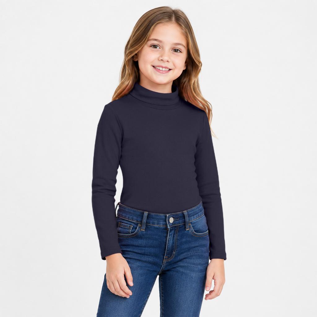 Kids Turtleneck Long Sleeve Base Layer T-Shirt Color Winter for Boys and Girls