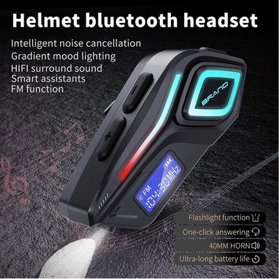 Kebidumei Motocyklová bezdrátová Bluetooth 5.3 IPX8 Vodotěsná náhlavní souprava do helmy Hands-free Hovor bez použití rukou Sluchátko s potlačením rušení