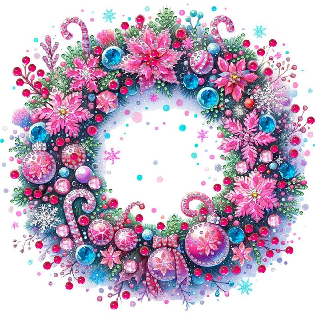 5D DIY Partial Special Shaped Drill Diamond Painting Kit Christmas Wreath30x30cm