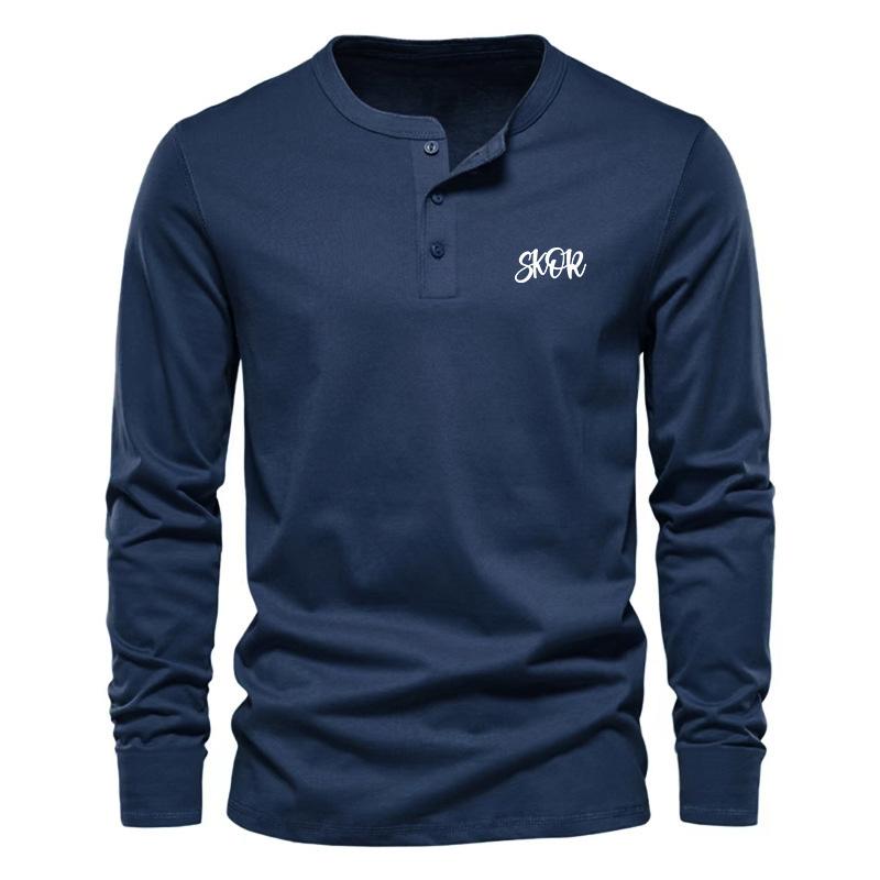 Round Neck Long Sleeve T-shirt Loose Comfortable Cover Casual Solid Color Long Sleeve Men's T-shir