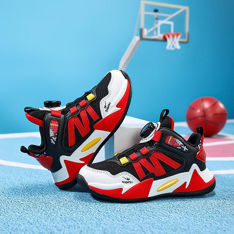 Boys basketball shoes 2025 autumn new shock absorption children's student sports shoes medium older children's knob basketball shoes girls