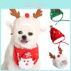 Conjunto Festivo de Chapéu e Babador para Cão e Gato de Natal – Poliéster Vermelho/Verde/Branco