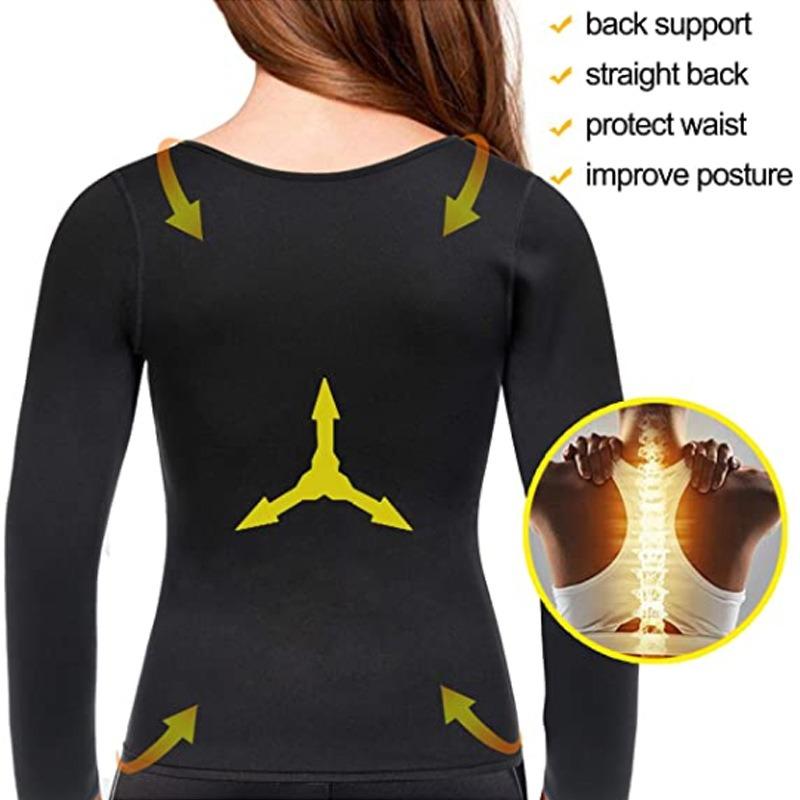 Sudorazione a Maniche Lunghe in Neoprene Modellante Fitness Modellamento del Corpo Trainer Vita Shapewear