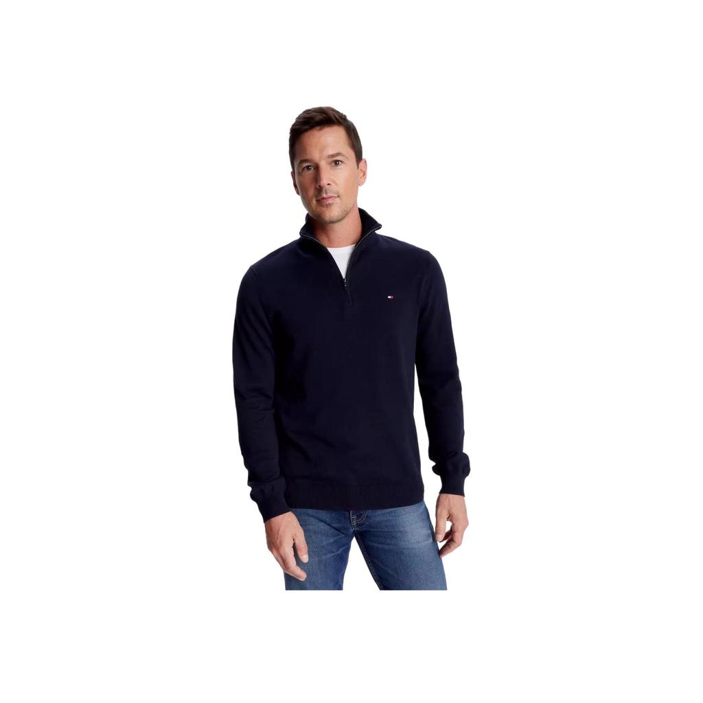 Tommy Hilfiger American Vintage Golf Outfit Solid Color Simple Stand Collar Business Casual Pullover Straight Leg Spring Autumn Sweatshirt 78J6867-410