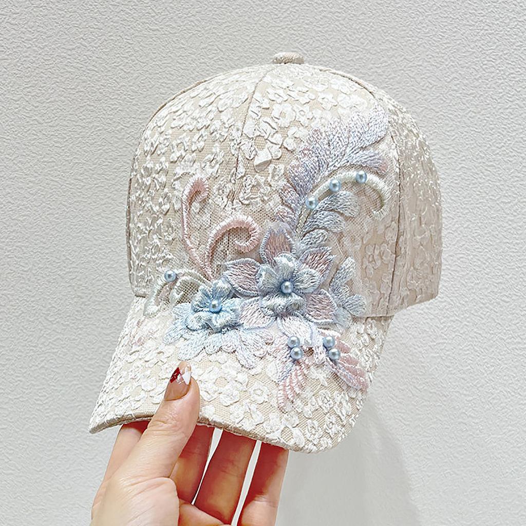 Women Summer Baseball Cap Flower Embroidery Casual Adjustable Duck Tongue Hat For Girl Lady Outdoor  Sunshade Peaked Caps
