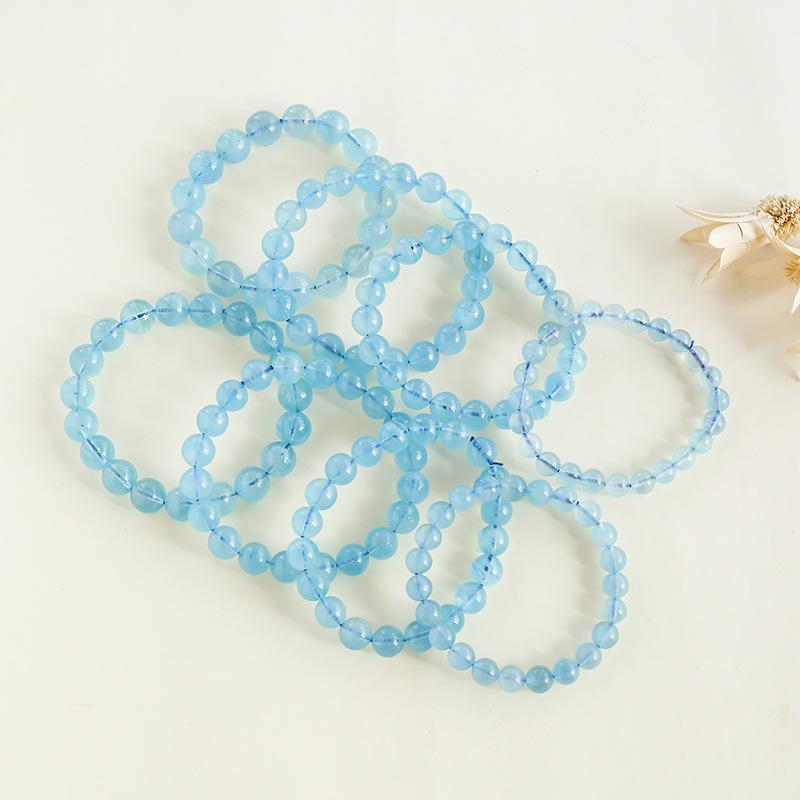 Natural Aquamarine Bracelet Women'S Beaded Blue Crystal Single Ring Bracelet Loose Bead Accessories