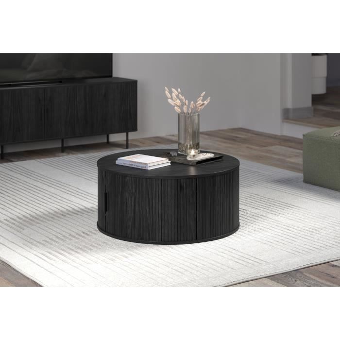 Table basse - Ronde - En MDF - Noir - Essentiel - Diametre 80 cm Hauteur 36 cm - RONIN
